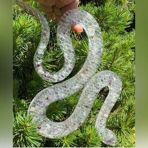 Rainbow Fluorite Snake, Carved Snake, Crystal Snake